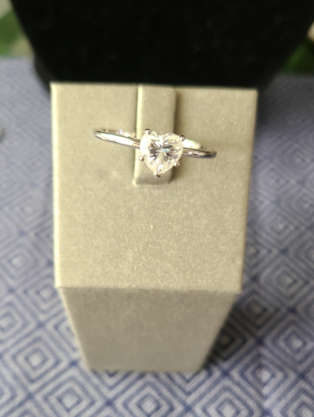 Heart Solitaire Ring in Silver with Moissnite Stone - Women Jewelry